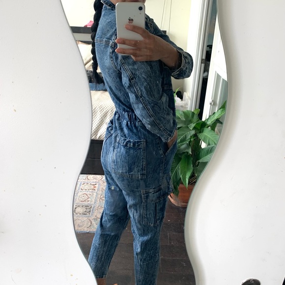 Cotton denim cargo jumpsuit size s GUC - Picture 2 of 9